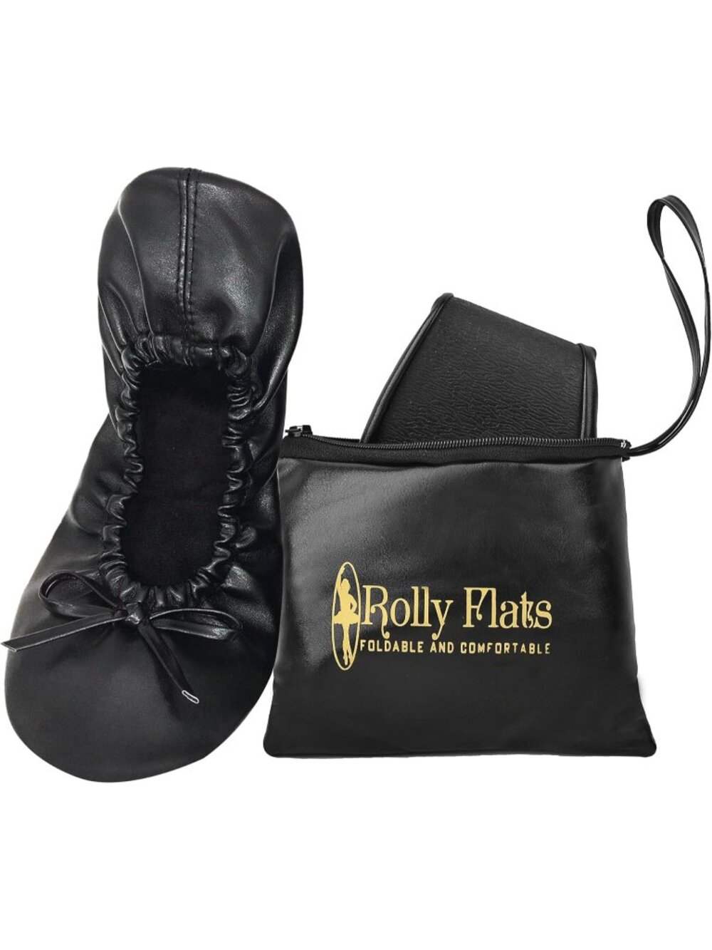 Women's Black Fit in Your Purse Round Toe Casual Foldable Ballet Flat Shoes